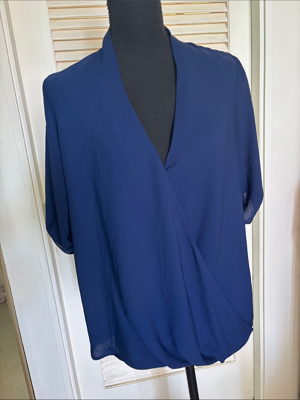 Topshop Deep Blue Wrap-Front Blouse